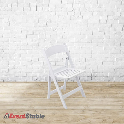 EventStable Titan PRO Resin Folding Chair - Indoor/Outdoor Lightweight Chair - Slatted Seat Folding Chair for Weddings Parties Events - 50 Pack