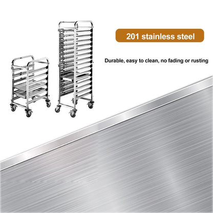 WRYsqbhjyb Stainless Steel Work Table, Kitchen Trolley Cart with Wheels, Bakery Rack Serving Cart with Brake for Kitchen Prep Work(Large)