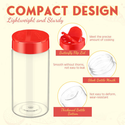 Uiifan 30 Pack 8.7 oz/250 ml Plastic Spice Jar with Shaker Lids Clear Seasoning Containers Empty Seasoning Bottles Red Lids Jars for Kitchen Storing Seasoning Salt Sugar Pepper Powder