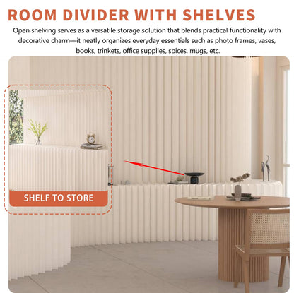 Paper Room Divider with Shelves Retractable Room Dividers Folding Privacy Screens Paper Partition Wall Divisor de Habitaciones for Home/Office/Clothing Store/Enterprise Office,Trade Show