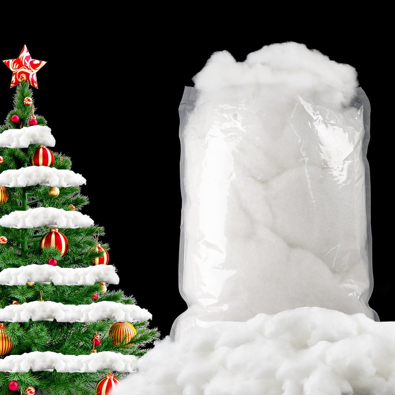 YUNAI Christmas Fake Snow Decorations 500g/17.64oz, Artificial Snow Fake Clouds Cotton Stuffing for Crafts, Fluffy Fiber Poly Fill Indoor for Pillow Winter Christmas Tree Village Mantle Nativity Decor