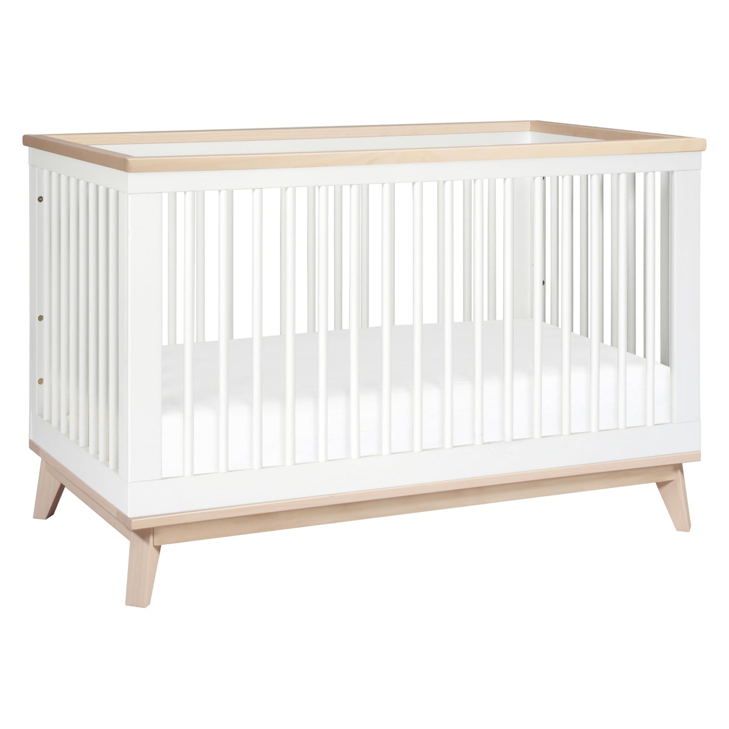 Babyletto Scoot 3-in-1 Baby Crib Convertible to Wooden Toddler Bed, Daybed - GREENGUARD Gold Certified - Easy Assembly, Made of 100% Solid Wood - Includes Toddler Conversion Kit - White/Washed Natural