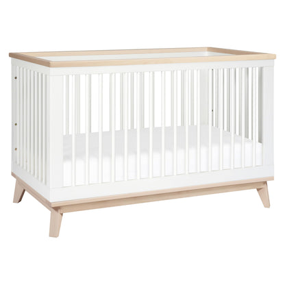 Babyletto Scoot 3-in-1 Baby Crib Convertible to Wooden Toddler Bed, Daybed - GREENGUARD Gold Certified - Easy Assembly, Made of 100% Solid Wood - Includes Toddler Conversion Kit - White/Washed Natural