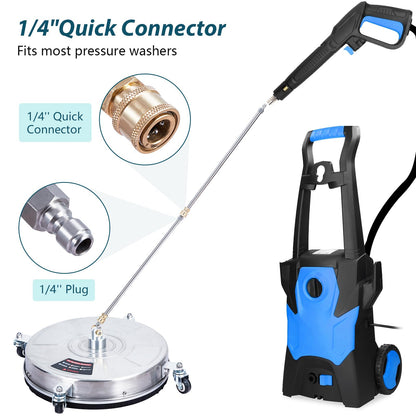 Pressure Washer Surface Cleaner w/Handles & Wheels, Stainless Steel Concrete Cleaner 4000 Max PSI, 3/8" Connector & 1/4" Adapter Power Washer Floor Attachment for Driveways, Sidewalks,Patios,Deck