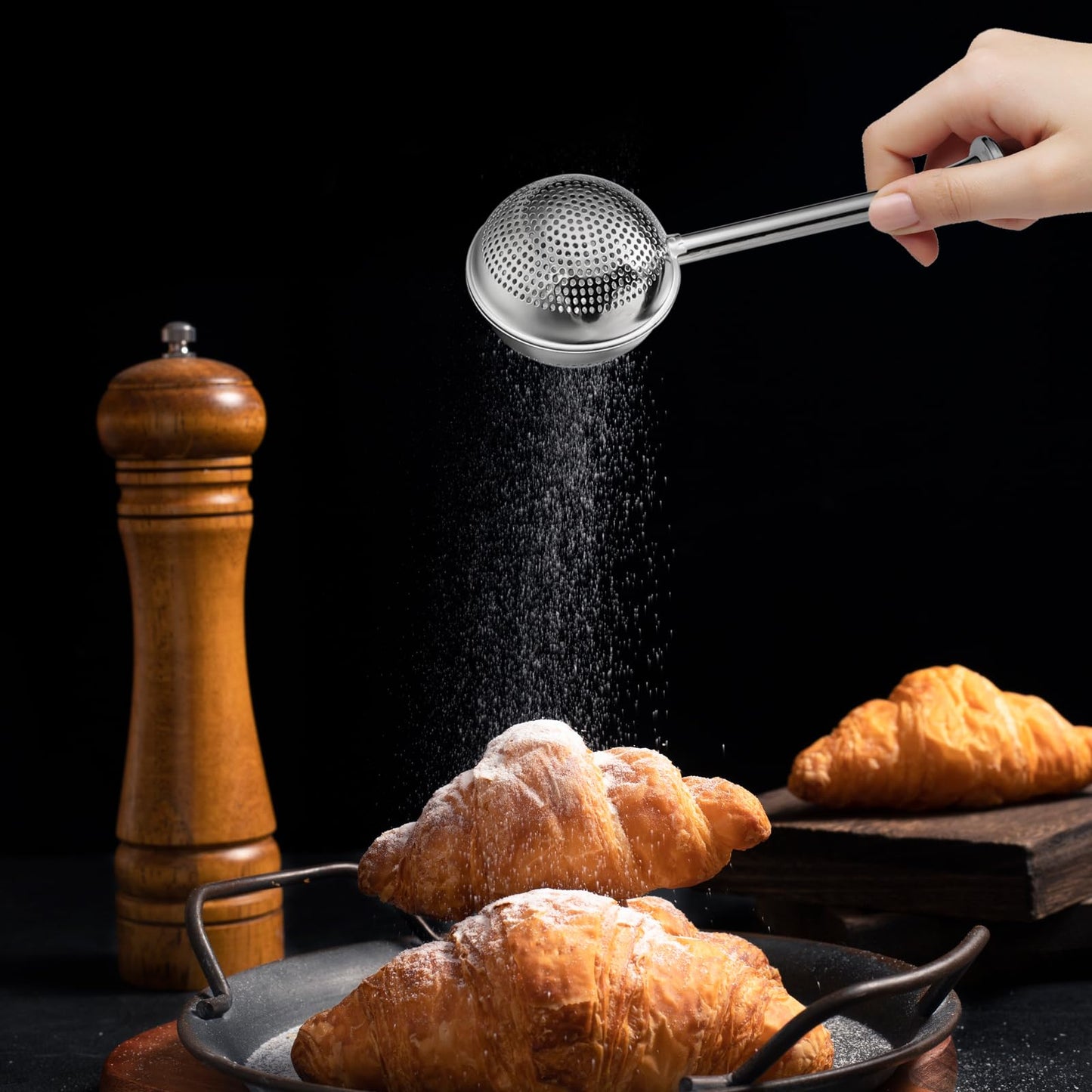 3 in 1 Stainless Steel Sifter 3 Cup Flour Sifter for baking with Powdered Sugar Duster Set, flour sprinkler Duster for Baking Pastries Pies Cupcakes and Desserts