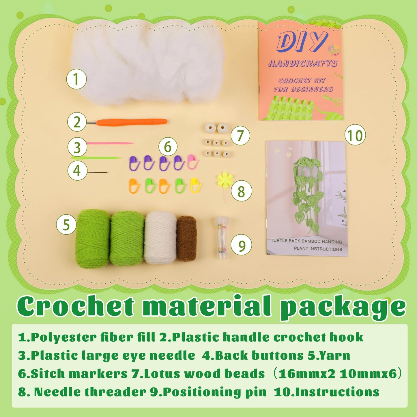Kogyxe Beginners Crochet Kit, Amigurumi Crochet Starter Kits w Step-by-Step Video Tutorials, Hanging Potted Plants Knitting Starter Pack for Beginners Decoration, Plants Family (40%+ Yarn)