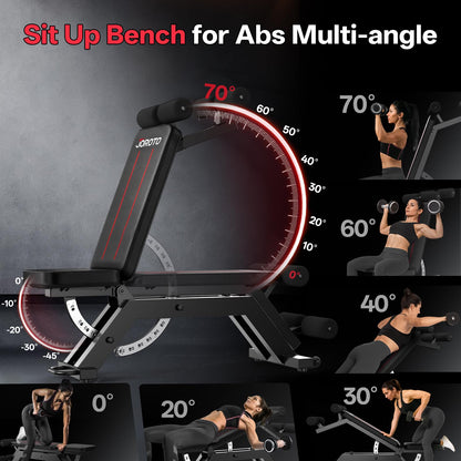 JOROTO Adjustable Sit-Up Weight Bench, 1500 lb Capacity Decline Ab Workout Bench, Heavy-Duty Flat/Incline Bench for Home Gym Strength Training