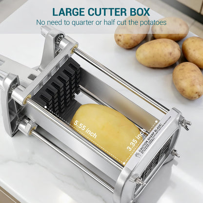 Sopito Professional Stainless Steel French Fry Cutter, 3 Blades (1/2", 3/8", 1/4") for Potatoes, Carrots, Apples, Commercial & Home Use