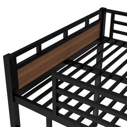 Bellemave Detachable Bunk Bed Full Over Full, Metal Bunk Bed with Guardrails, Full Size Loft beds for Kids, Teens & Adults（Walnut Color）