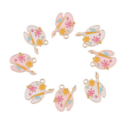 DanLingJewelry 40pcs 2 Colors Enamel Palette Cute Artist Paint Palette Dangle Charms with Loop for DIY Jewelry Making
