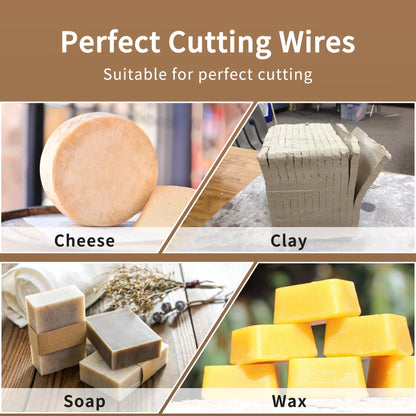 Xinglinsaiter Stainless Steel Cheese Slicer Wire 32"Long-For Soft and Hard Cheese (2 Beech wood handles + 3 Cutting Replacement Wires 32")
