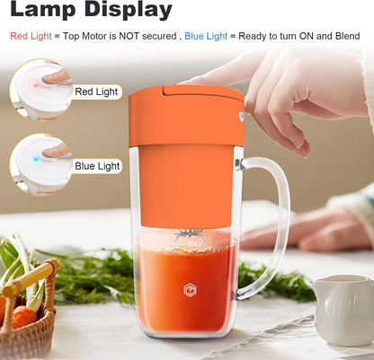 Portable Blender, 10 oz Mini for Smoothies, Fruits, and Veggies, Rechargeable USB, Easy to Clean, Suitable for