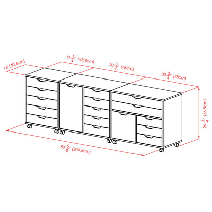 Halifax 3-Pc Storage Cabinet Set, White