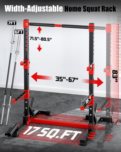 YOLEO Smith Machine & Squat Rack Combo, Multi-Functional Power Racks with Adjustable Width & Pull-Up Bar, Cable Crossover Power Cage, Independent Dual-Pulley System for Home Gym Garage Basement