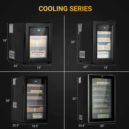 70L Electric Cigar Humidors Temperature Control System, Cooling & Heating Humidor Cabinet with Spanish Cedar Wood Shelves & Digital Hygrometer, Gifts for Men (500 Counts Capacity)