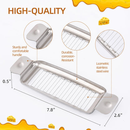 Stainless Steel Butter & Cheese Slicer – 18 Wire Cutter for Perfect 1/4" Slices, Ergonomic Handle, Dishwasher Safe for Butter, Cheese & Soft Foods