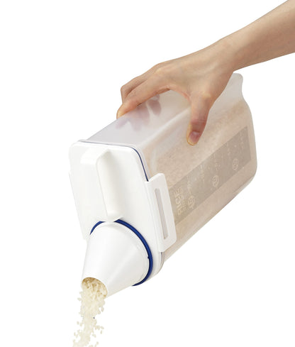 Asvel 7509 Rice Container Bin with Pour Spout Plastic Clear 2KG（White）
