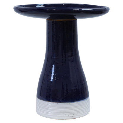 Sunnydaze 21" H Ceramic Bird Bath for Outside - Hand-Painted Outdoor Bird Bath Bowl, UV/Frost-Resistant Finish - Midnight Blue