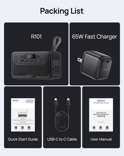 Portable Power Station 89.6Wh LiFePO4 Battery, Solar Power Bank with AC Outlet 100W/110V, USB-C PD Two-Way Fast Charging Small Generator for Laptop, Camping, Home, Office (65W Wall Charger Included)