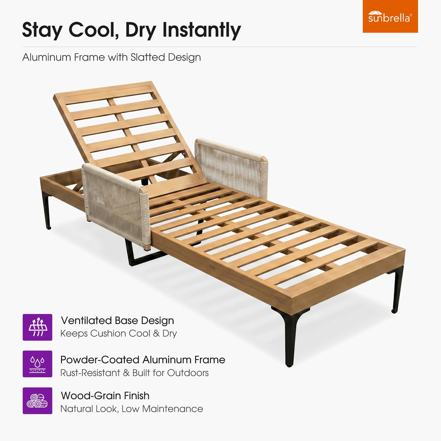 PURPLE LEAF 2 Piece Outdoor Chaise Lounge Patio Lounge Chair Recliner with Rattan Armrest and Cushion for Poolside Balcony Backyard, Tqupe