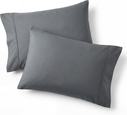 Bedsure Pillow Cases - Super Soft Dark Grey Brushed Microfiber Set of 2 | Standard Size 20x26 Inches
