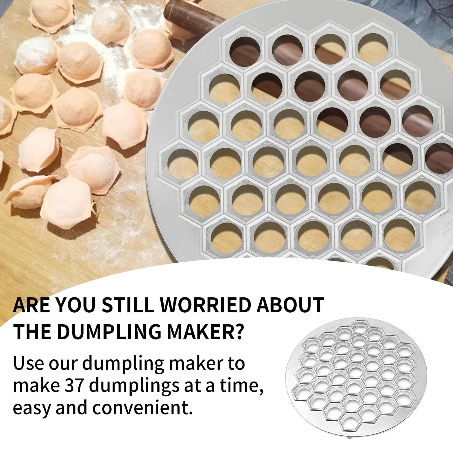 Hoypeyfiy Russian Ravioli Maker Dumplings Mold Metal Maker Pelmeni Meat Dumplings Maker 37 Holes Handmade Dumpling Cutter Silver for Holiday Party Household Use