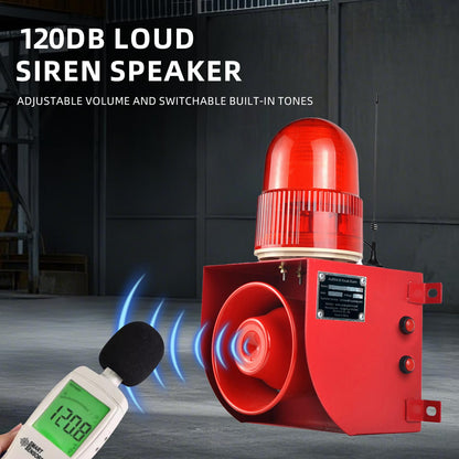 Y DIANS S Outdoor Alarm Siren Wireless Adjustable Volume and Tone IP65 Strobe Light Emergency Security Sirens with 120dB Horn 1.24mile Control for Building Industry Warehouse AC110-120V SLA-01HY-2000