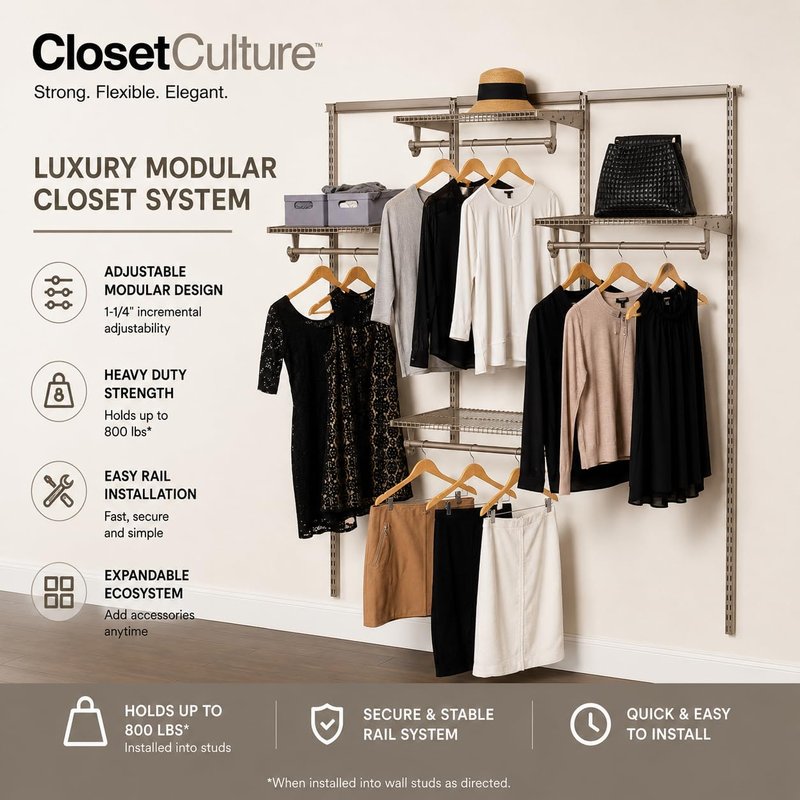 Closet Culture by Knape & Vogt 48 in. Champagne Nickel Hang Rail