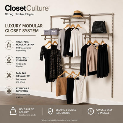 Closet Culture by Knape & Vogt 48 in. Champagne Nickel Hang Rail