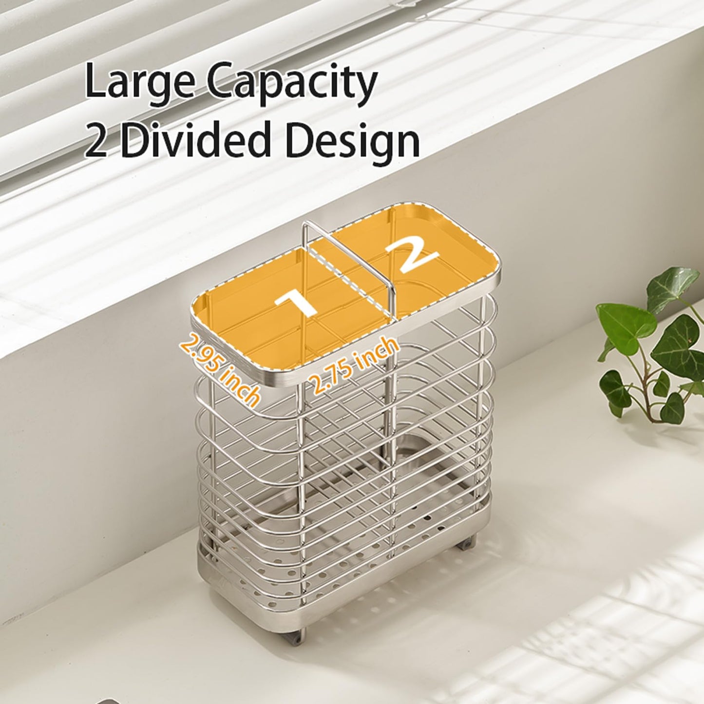 MAXCOOK Kitchen Utensil Drying Rack, 18/8 Stainless Steel Chopsticks Spoon Fork Knife Basket Flatware Storage Drainer, Cutlery Holder for Kitchen Counter