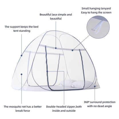 Pop-Up Mosquito Net Tent for Bed, Portable Folding Design Camping Travel Mosquito Tent with Net Bottom for Baby Adults, Easy to Install and Wash for Queen Size Bed 79 x 59 x 59 inch