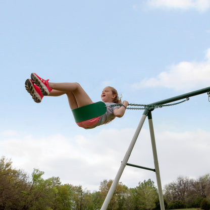 Backyard Discovery Big Brutus Galvanized Steel Swing Set Kit with Classic A-Frame, Two Belt Swings, One Trapeze Bar, Easy Assembly, Heavy-Duty Powder-Coated Steel, Weather-Resistant, Outdoor Playset