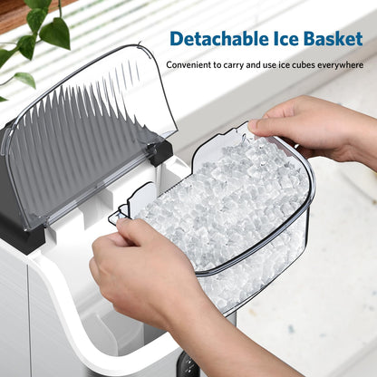 COWSAR Nugget Ice Makers Countertop Soft Chewable Pellet Ice Machine with Auto-Cleaning Function, 35Lbs/24H, Portable Ice Makers for Kitchen, Office, Home,Silver