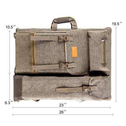 TRANSON Art Portfolio Case Artist Backpack Canvas Bag Large 26” x 19.5” Khaki