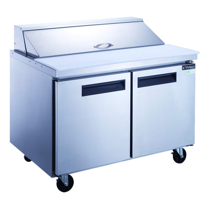 Dukers DSP48-12-S2 11.4 cu. ft. 2-Door Commercial Food Salad Sandwich Prep Table Refrigerator 48" inch
