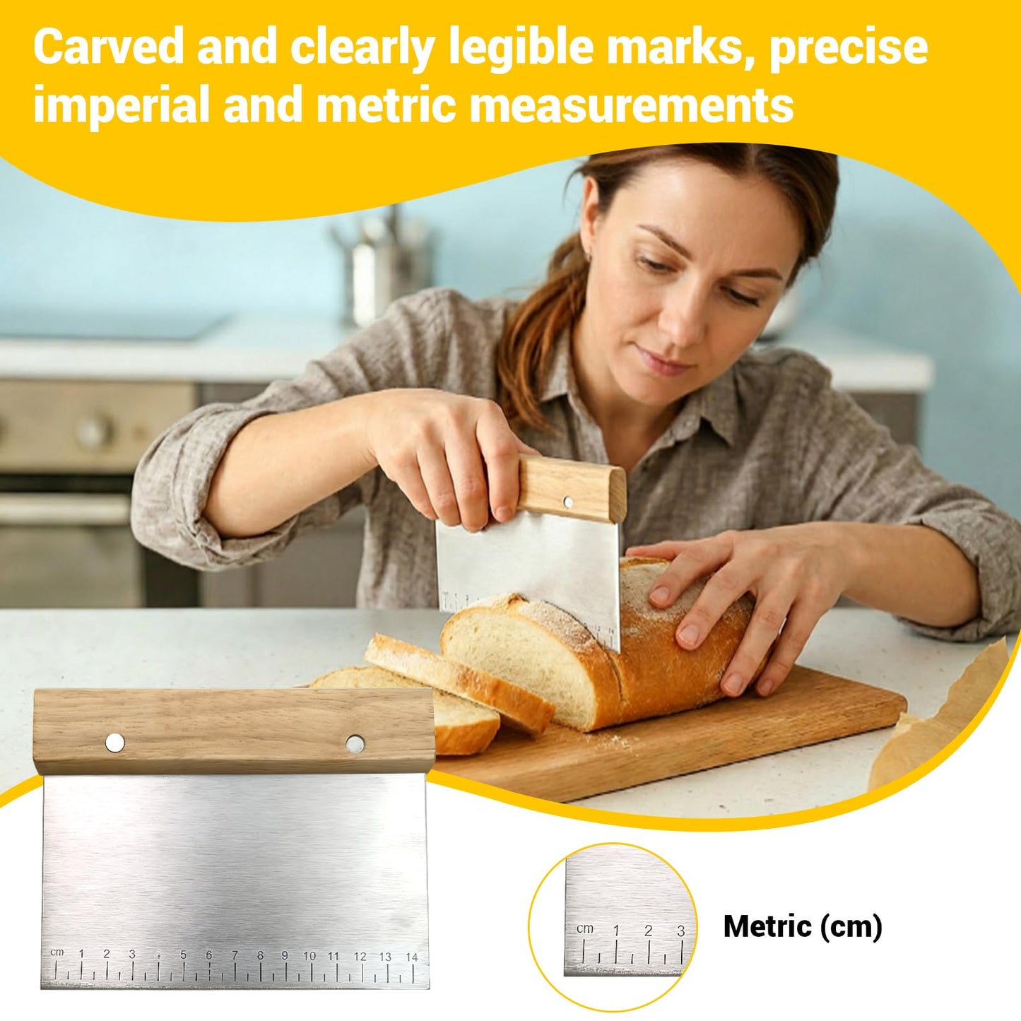 AACGIN 3 PCS Dough Pastry Cutter Scraper Blender Set with Stainless Steel Blades and Comfortable Wood Handle for Biscuit Butter Pie Nut Crust Kitchen Baking Supplies