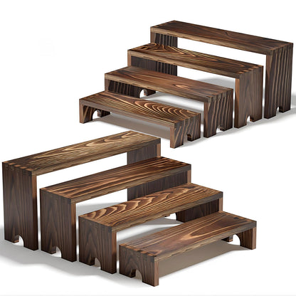 2 Set Wooden Tiered Risers Display Stands for Vendor Events,Stackable Wooden Cupcake Display Stand,Farmhouse Decor Wood Dessert Table Display Set,Vendor Booth Display Items,Food Display Risers for Party（12-11.2-10.4-9.6IN）
