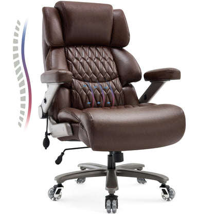 700lbs Big and Tall Office Chair - Adjustable Lumbar Support Heavy Duty Metal Base Quiet Rubber Wheels High Back Large Executive Computer Desk Swivel Chair, Ergonomic Design for Back Pain