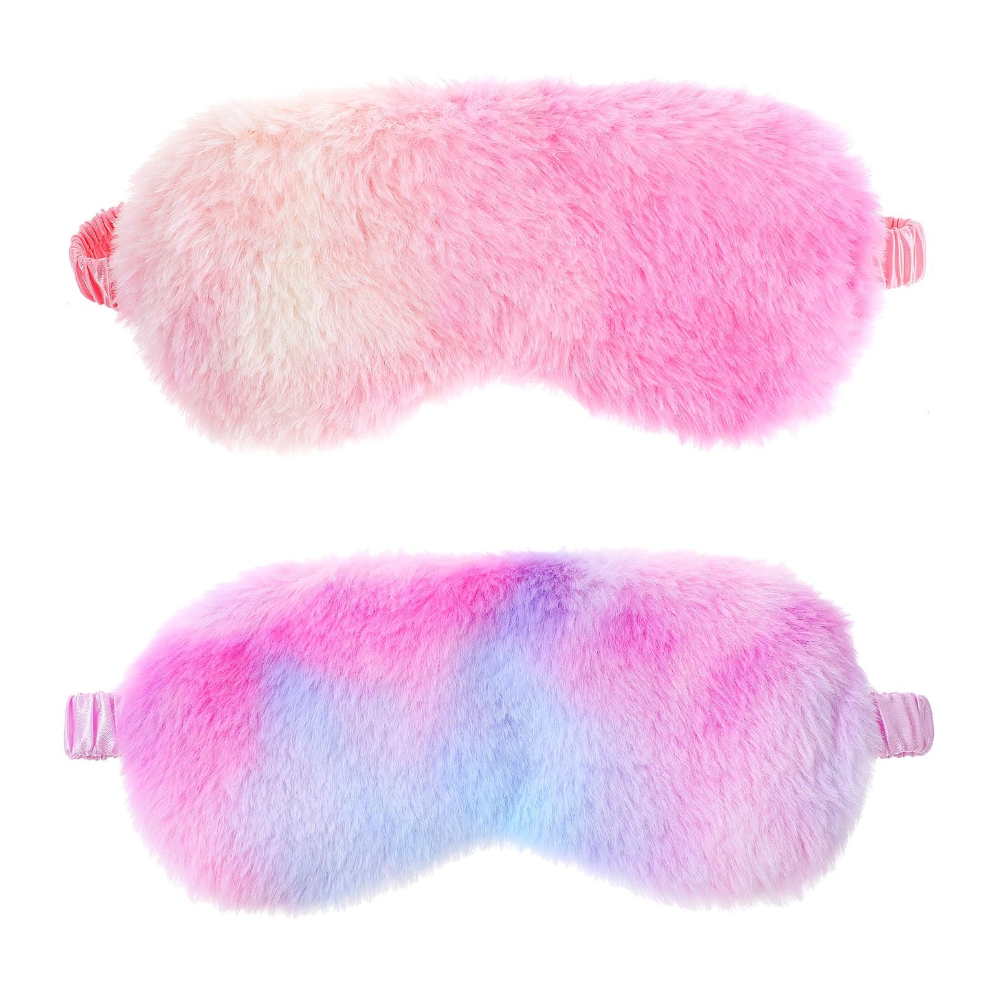 2 Pack Plush Sleeping Eye Mask Soft Plush Eye Mask Fuffy Eye Cover Comfortable Sleep Mask Blindfold Rainbow Faux Fur Eye Shade for Women, Men and Kids Travel Nap Sleeping 565488_2_3pL1H9vJ3