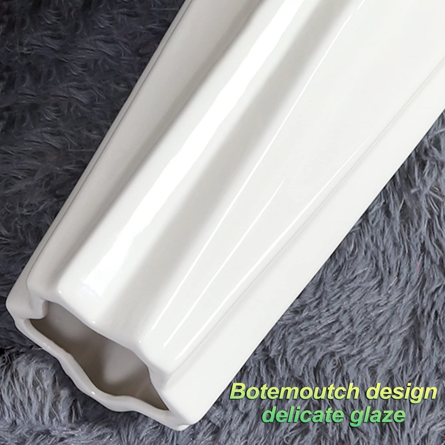 FKTHYO Floor vase Accessories Large Floor Vase,White Ceramic Vase,Handcrafted,Sophisticated Vessel for Decorative Branches and Dried Flowers (White 61cm)