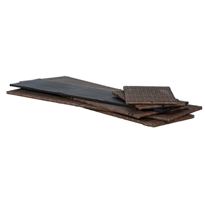happimess TRK1002B Nino 59.06" Modern Minimalist Outdoor Faux Wicker Deck and Patio Storage Box, Brown, Soft-Close, for Package Delivery, Patio Furniture, Cushions, Gardening Tools, Pool Supplies