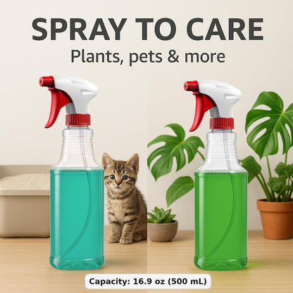 Bar5F Empty Plastic Spray Bottles 16-Ounce BPA-Free Food Grade Crystal Clear Fully Adjustable Sprayer (not for oil), 2-Pack (S-Series)
