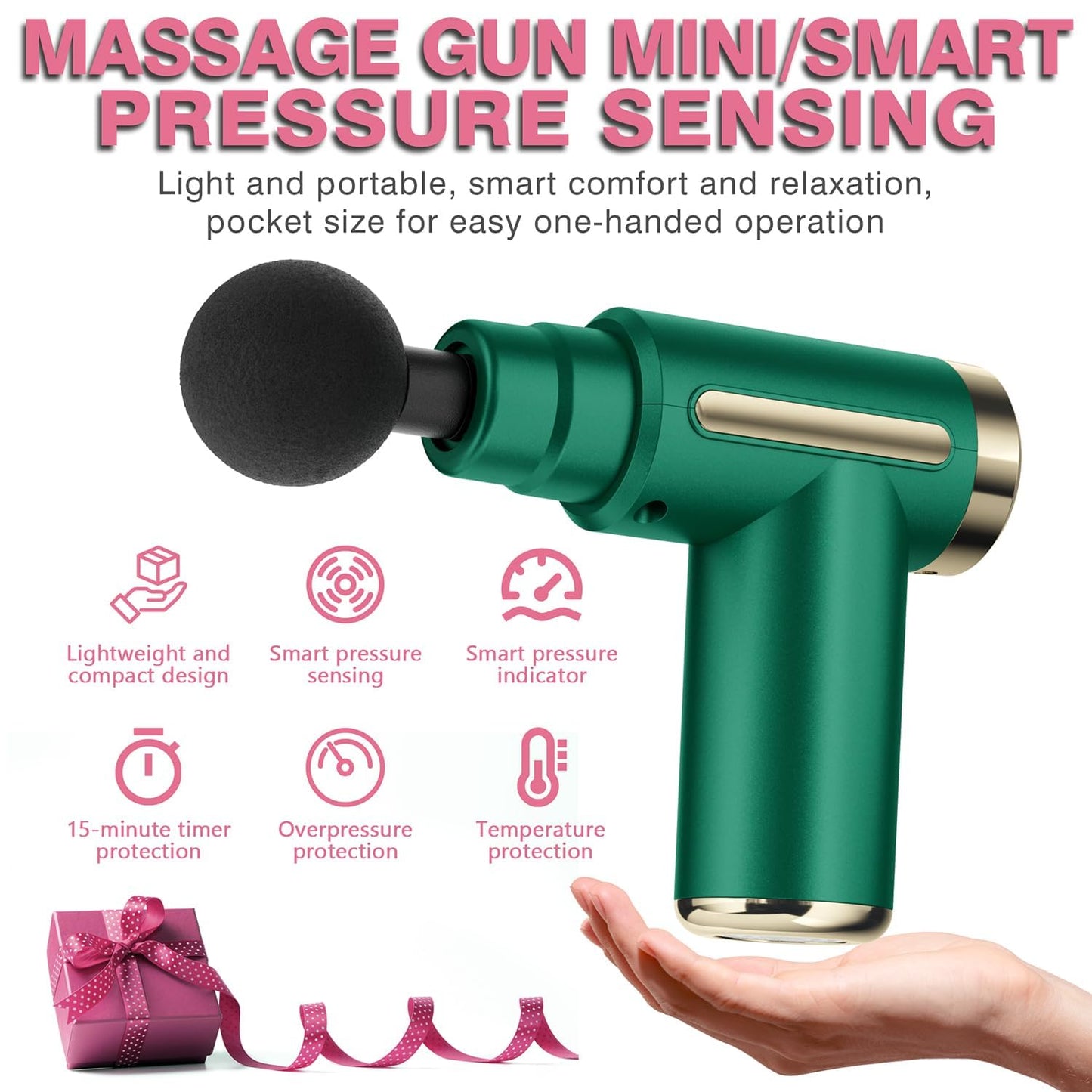 cotsoco Massage Gun Deep Tissue for Pain Relief with 4 Massage Heads & 6 Speeds, Electric Mini Handheld Body Massager for Any Pain Relief, Best Gifts for Dad and Mom