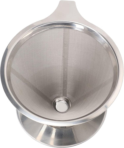 Pour over Coffee Maker, Stainless Steel Dripper with Non-slip Cup Stand, Suitable for Camping Kitchen Families