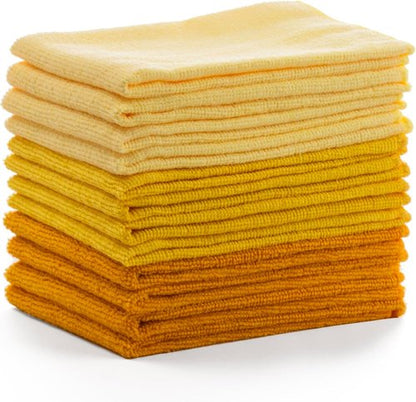 BINO Microfiber Cleaning Towels Set - Ultra Absorbent Yellow Ombre - 15x15 Inches | 12 Pack