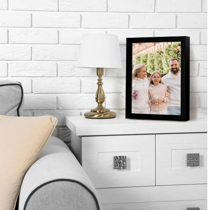 Muzilife 8x10 Shadow Box Frame Wood 3D Picture Frame with Glass Cover, Display Case for Wall-Hanging or Free-Standing Picture Showcase, Set of 3, Black
