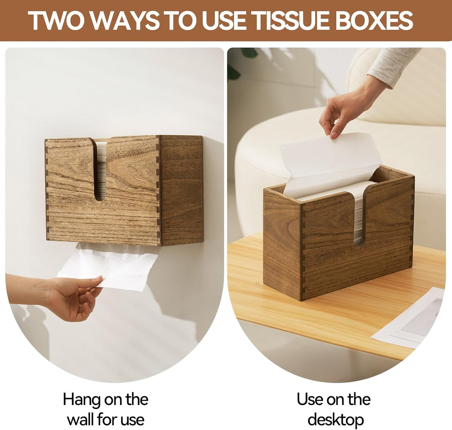 Countertop KIRIGEN Wood Paper Towel Dispenser - Wall Mounted Paper Towel Holder for Kitchen Restroom Decor and Bathroom