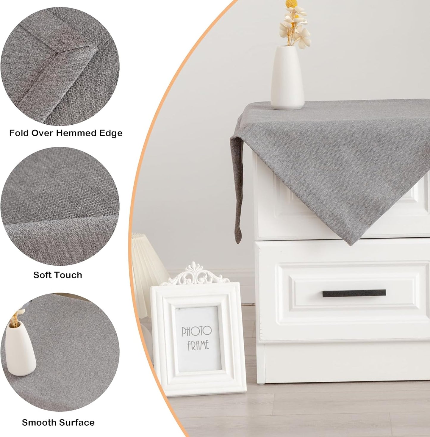 24 24 Inch Small Square Solid Grey End Table Cloth Washable Heavy Weight Wrinkle Resistant Tablecloth Soft Farmhouse