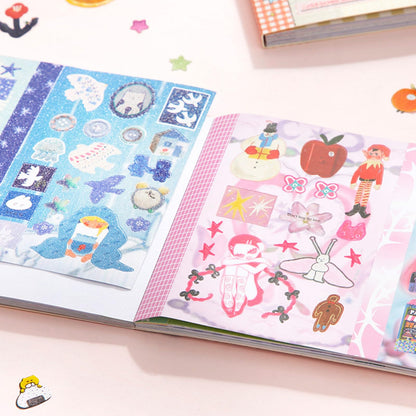 ZHIJIANHZ Japanese Manga Sticker Book 2-Pack,60 Sheets with Glitter, Matte and Writable Note Stickers for Journaling, Ins Style Scrapbook Supplies, 5.8 x 4.1 Inch Kawaii Sticker Set