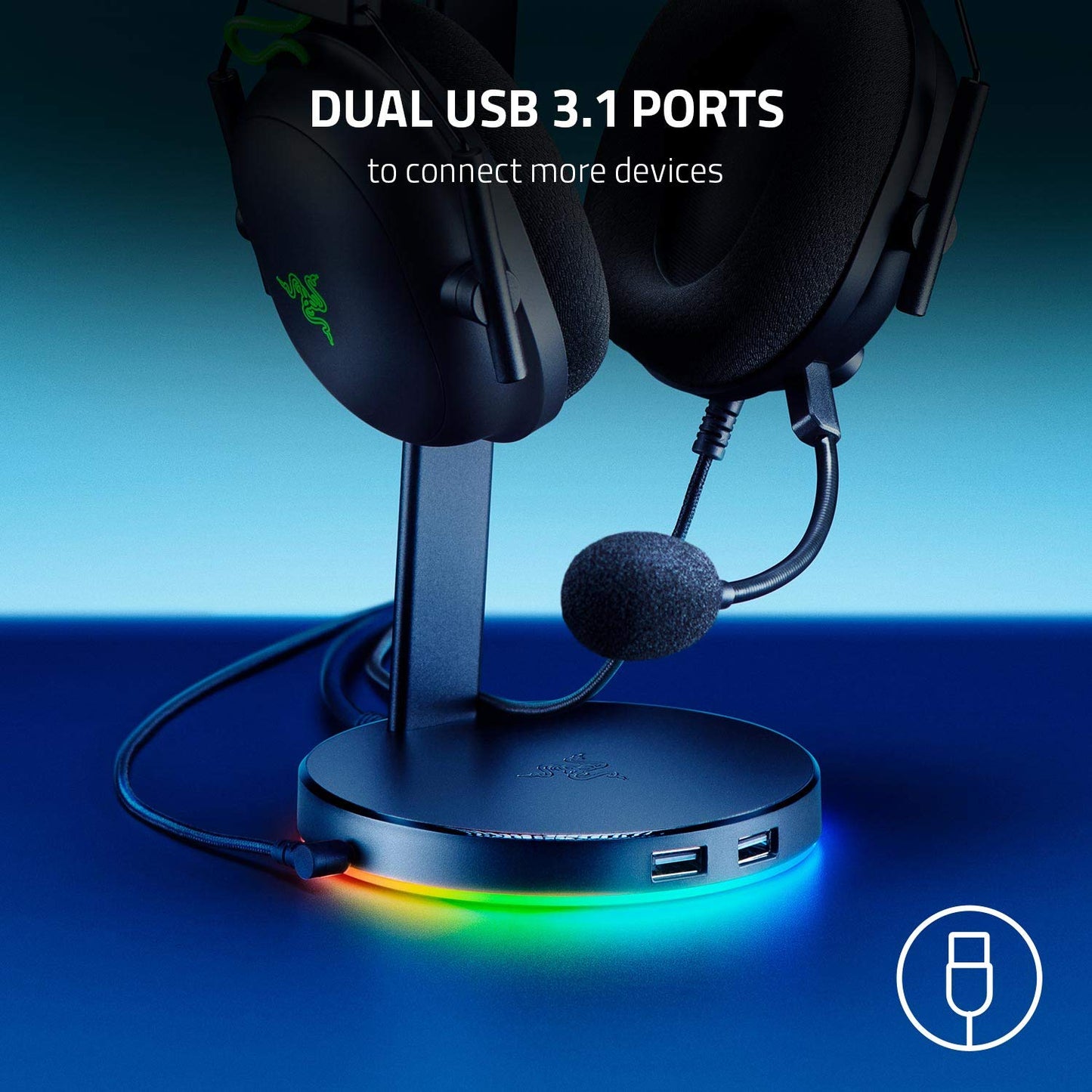 Razer Kraken Ultimate RGB USB Gaming Headset + Base Station V2 Chroma Bundle: Classic Black